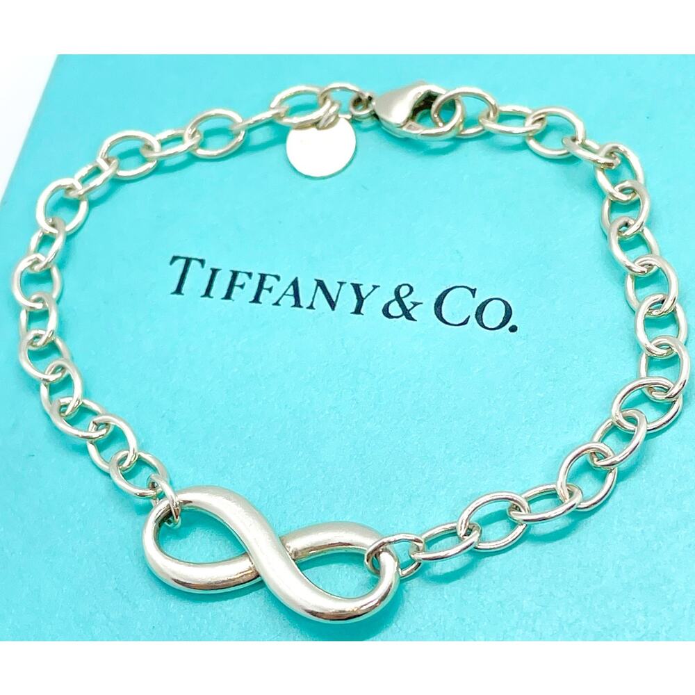 Tiffany & Co. Sterling Silver Infinity Charm Bracelet 7" w/Box